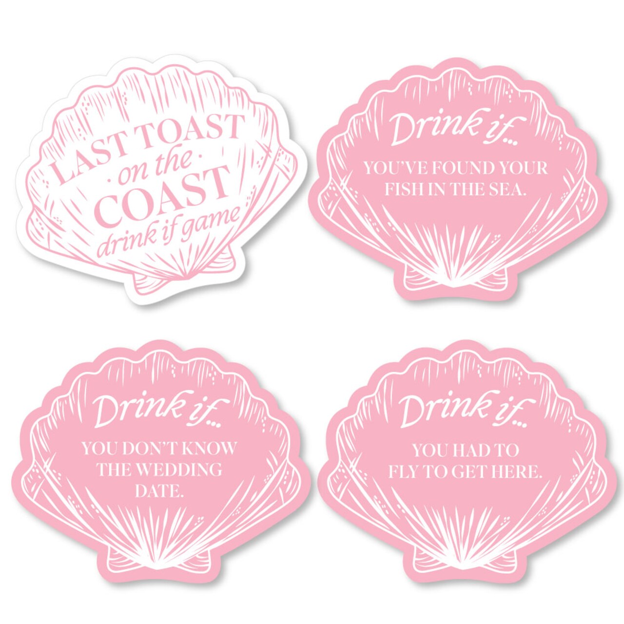 Big Dot of Happiness Pink Last Toast on The Coast Drink If Party Game, Coastal Bride Beach Bachelorette Game Cards – Set of 24